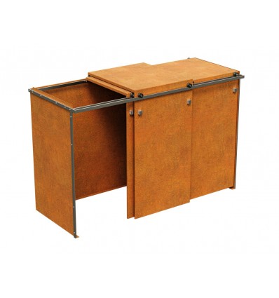 Abfalleimer-Einhausung aus Cortenstahl